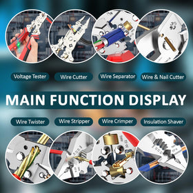 Rinhtma 14-in-1 wire stripper LED indicators and alarm for safety
