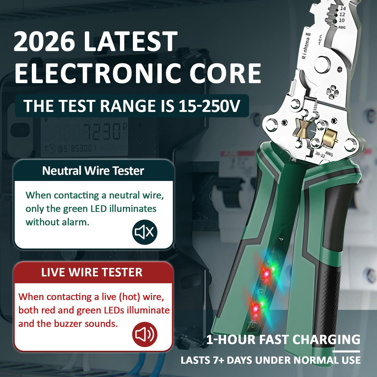 Rinhtma built-in voltage tester indicators highlight live wires quickly
