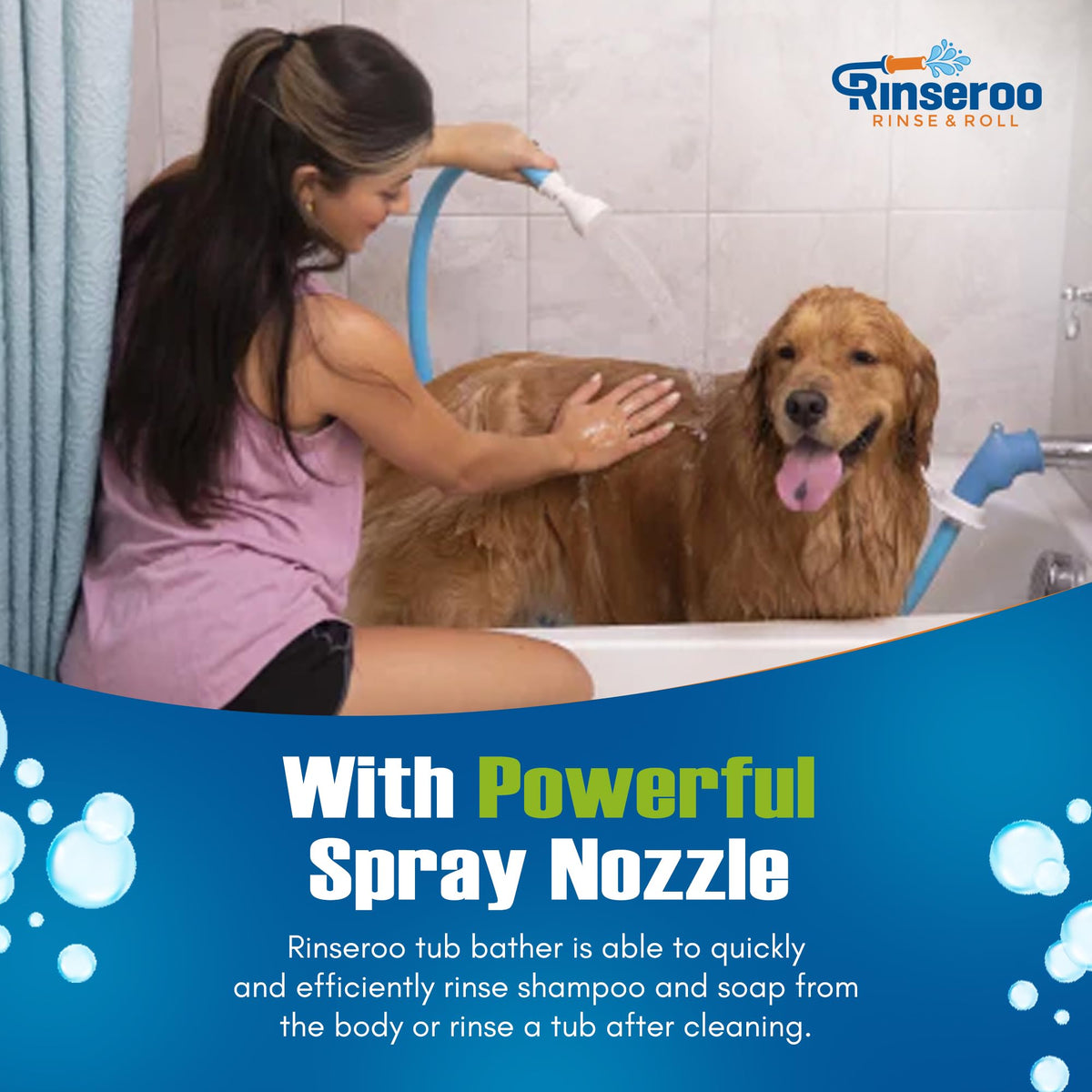 Rinseroo hair wash tub attachment for easy baths.