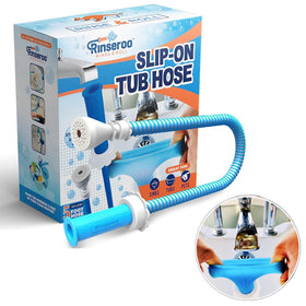 Rinseroo slip-on tub hose 5ft used for fast pet rinsing.