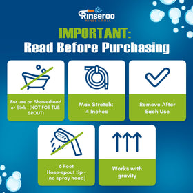Rinseroo tile and wall rinsing simplifies cleaning after shower use.