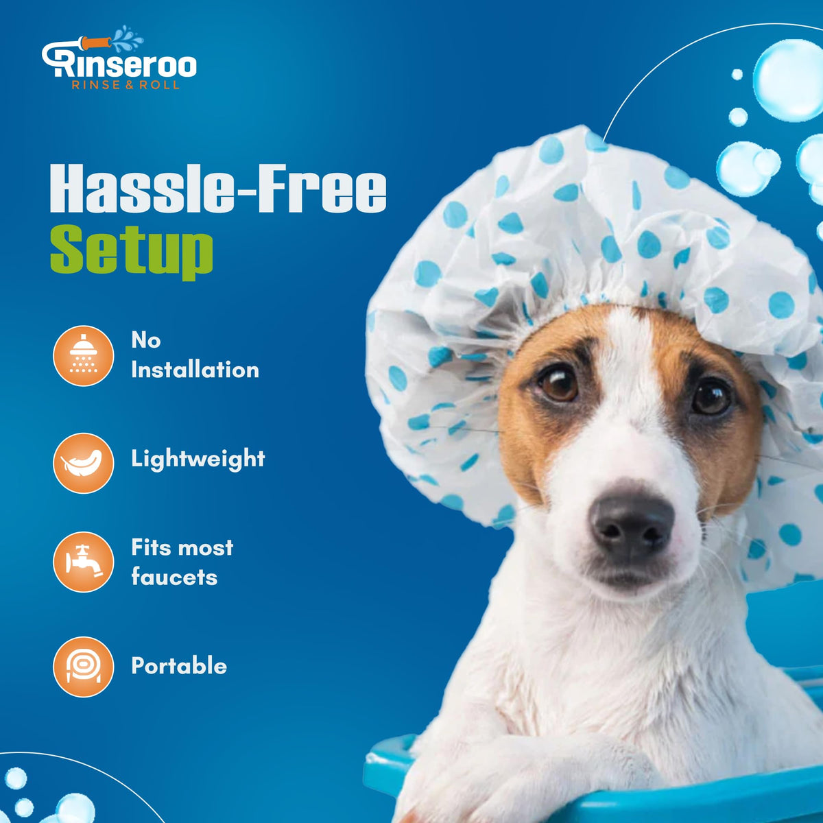 Rinseroo velcro-secure fit on faucet for leak-free operation.