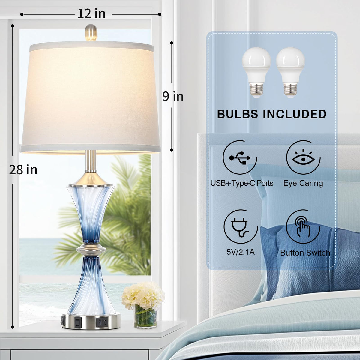 Rinweey lamp with USB-C ports enables convenient device charging.