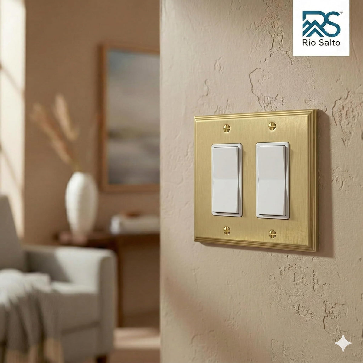 Rio Salto brushed finish detail adds timeless elegance to any decor.