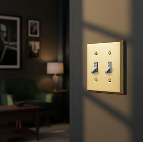 Rio Salto brass Deco Collection wall plate complements modern designs.