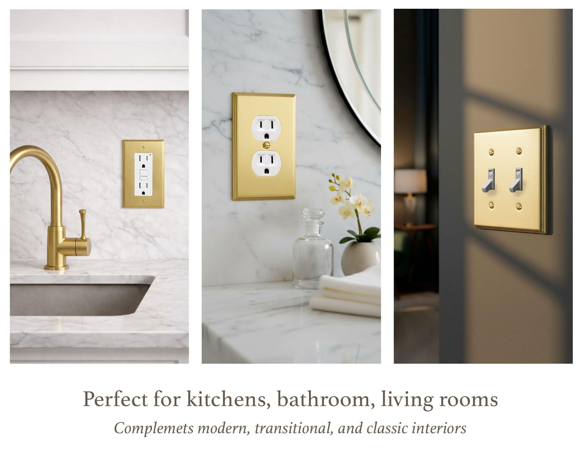Rio Salto brass rocker plate aligns decorator paddle switches with precision.