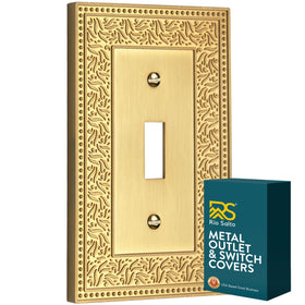 Rio Salto Laurel toggle wall plate in brushed brass adds refined elegance