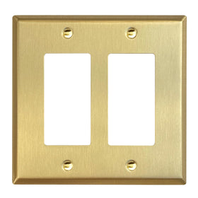 Rio Salto Signature brass wall plate 2-gang midsize enhances rooms with durable real brass.