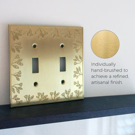 Premium wall plate protects drywall around switch openings.
