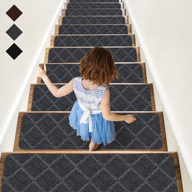 RIOLAND stair treads with non-slip bottom secure wooden stairs for safer footing