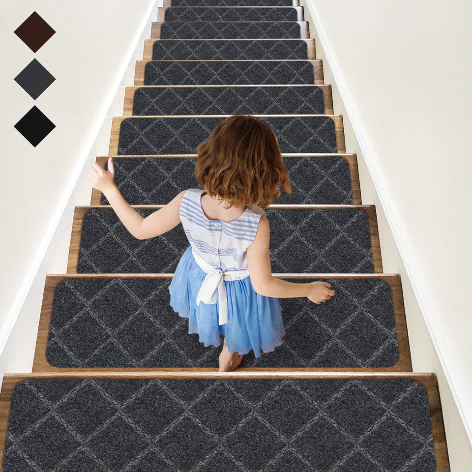 RIOLAND stair treads with non-slip bottom secure wooden stairs for safer footing