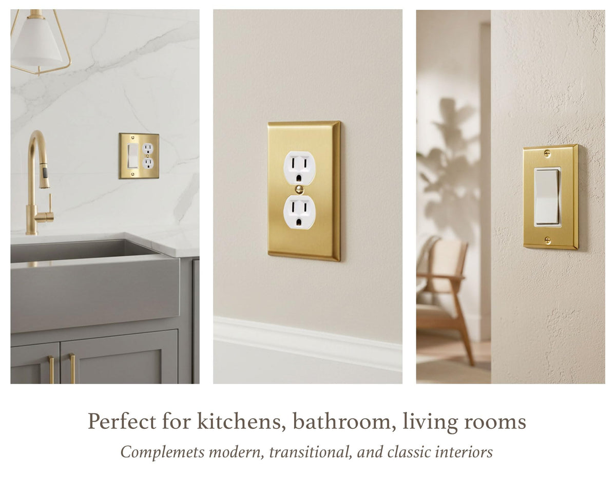 Rio Salto brass wall plate in kitchen setting elevating daily tasks