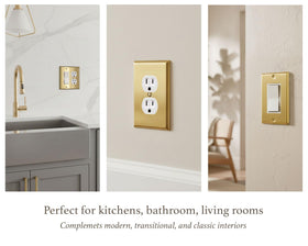 Rio Salto brass wall plate in kitchen setting elevating daily tasks