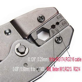 Riotaxy hex die 128 for RG174 and RG316 cables enables secure terminations