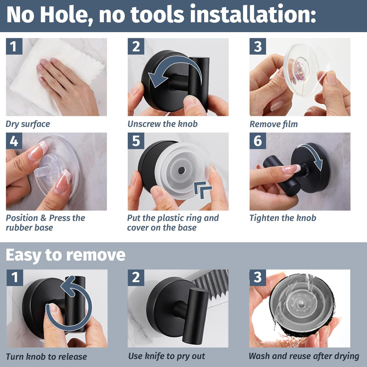Rise age versatile hooks suit mirror, tile, and plastic surfaces for daily use.