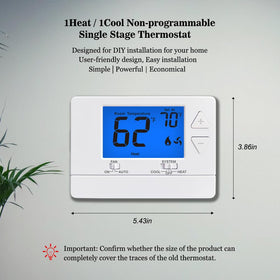 Riseem nonprogrammable thermostat backlit display improves visibility day or night
