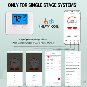 Riseem WiFi thermostat back connection highlights C-wire setup and wiring clarity.