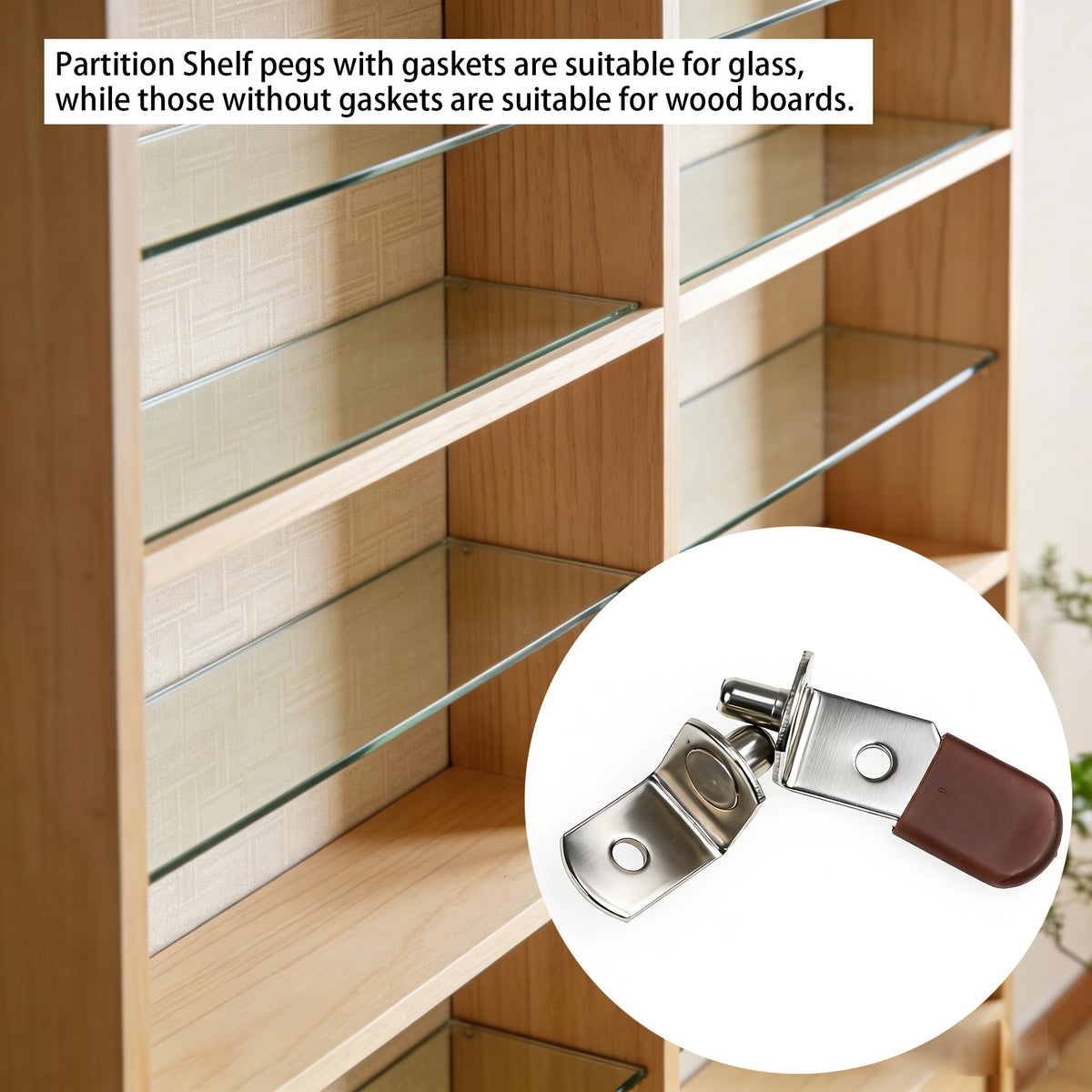 RiseQuintador L-shaped shelf pegs prevent slipping and stay in place.