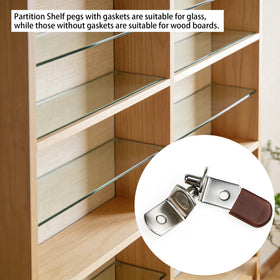 RiseQuintador L-shaped shelf pegs prevent slipping and stay in place.