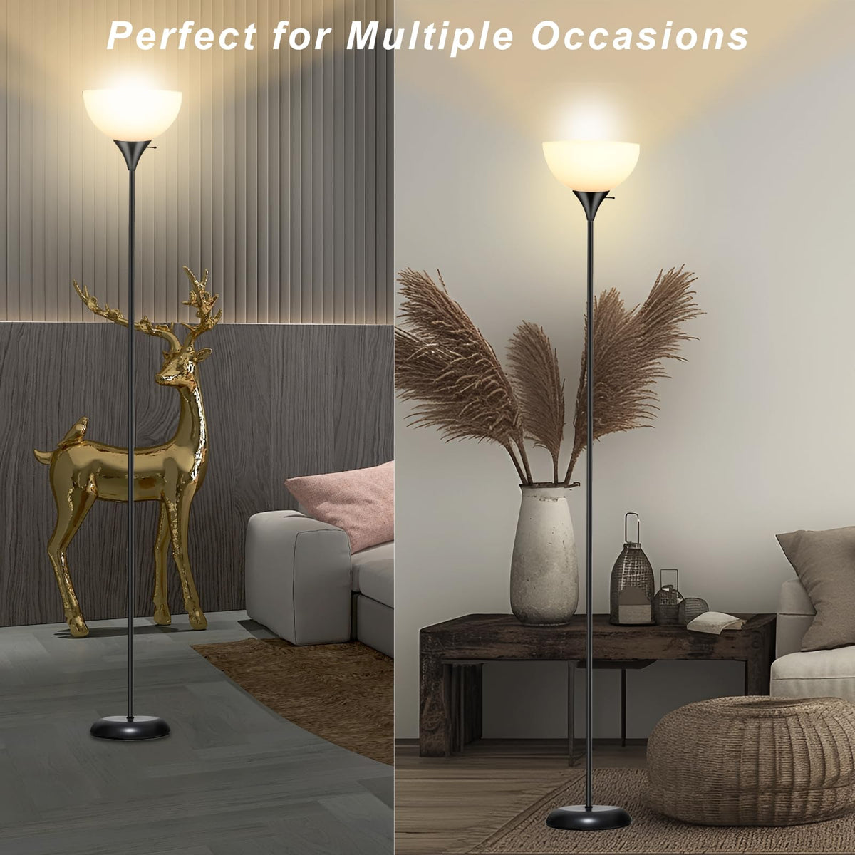 RISLG standing lamp shade, drop-resistant resin shade reducing breakage risk.