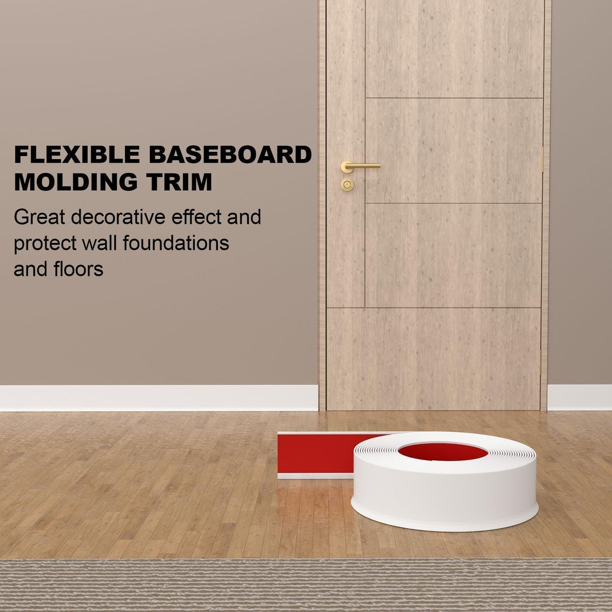 Risunpet baseboard trim's flexible vinyl material that resists daily wear.