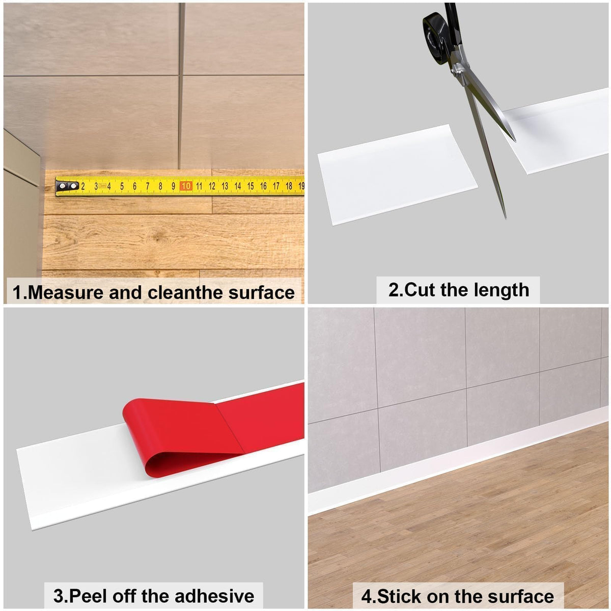 Risunpet 4-inch baseboard application suitable for living rooms to define spaces.