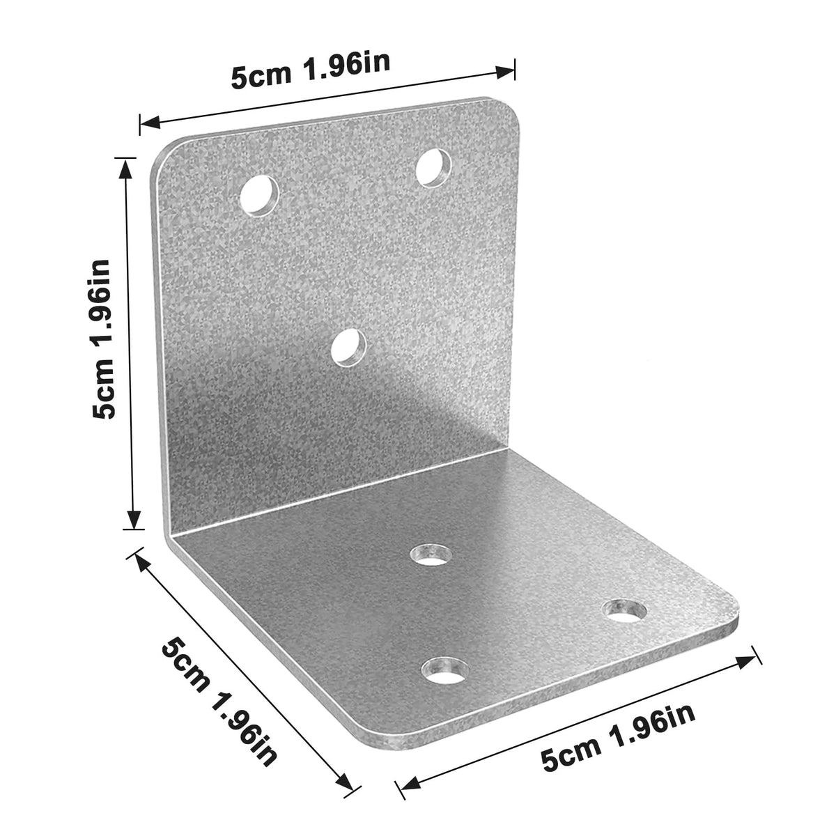 Riuog patterned L-bracket detail showing rust-resistant finish and decorative screw holes.