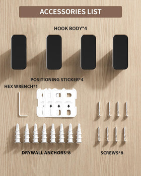 RIVAMBER 4-pack towel hook set keeps spaces organized and tidy.