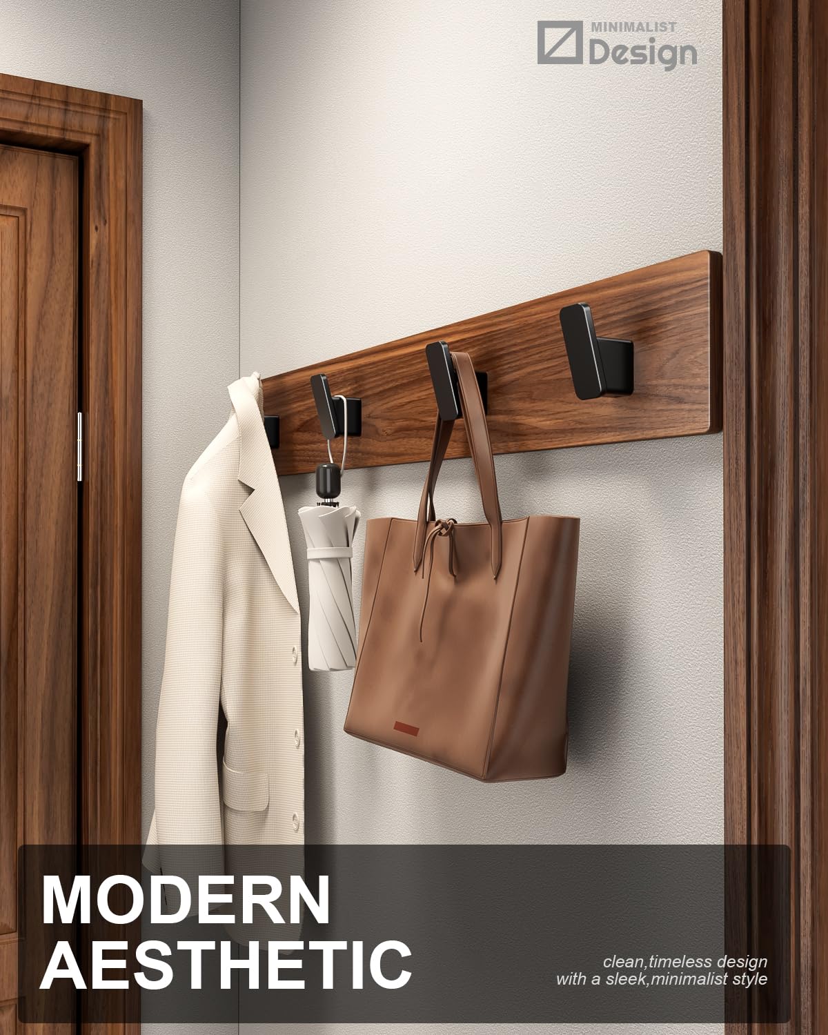 RIVAMBER heavy-duty wall hook mounts securely for coats and bags.