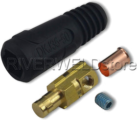 RiverWeld DKZ35-50 socket in black integrates securely with quick-fit DINSE.
