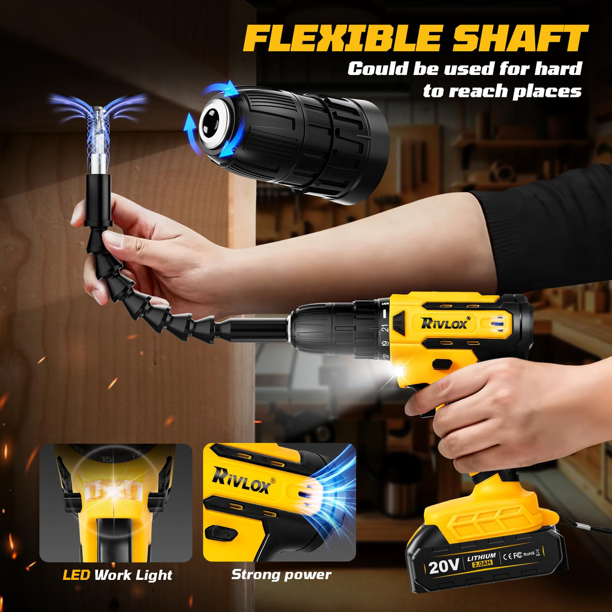 Rivlox 2-speed settings for driving and drilling efficiently
