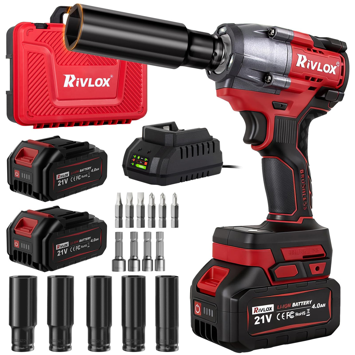 Rivlox cordless impact wrench front view highlighting compact design and torque