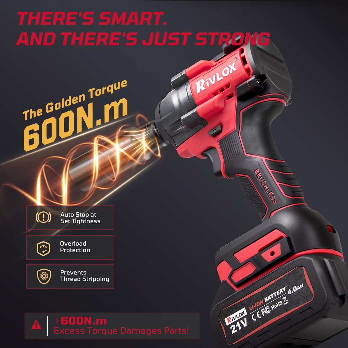 Rivlox cordless impact wrench in use on a car for bolt removal