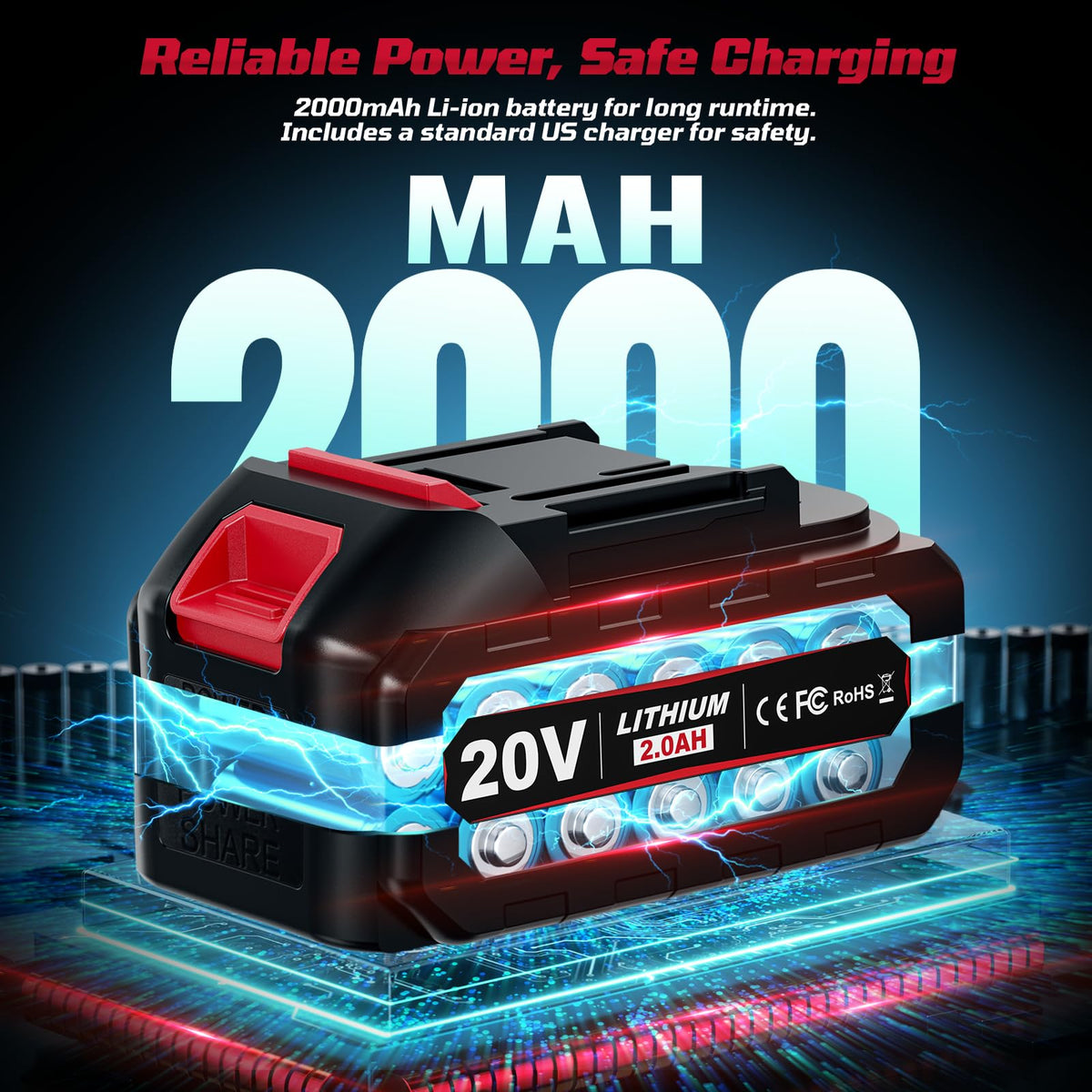 Rivlox two 2000mAh batteries offer extended cordless runtime