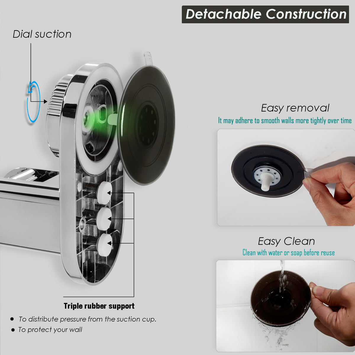 RIVOODS compatibility for large shower heads provides steady rinsing.