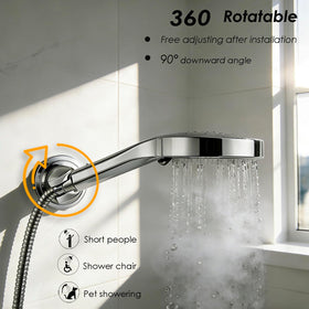 RIVOODS 90-degree downward angle supports shower chairs and pet washing.