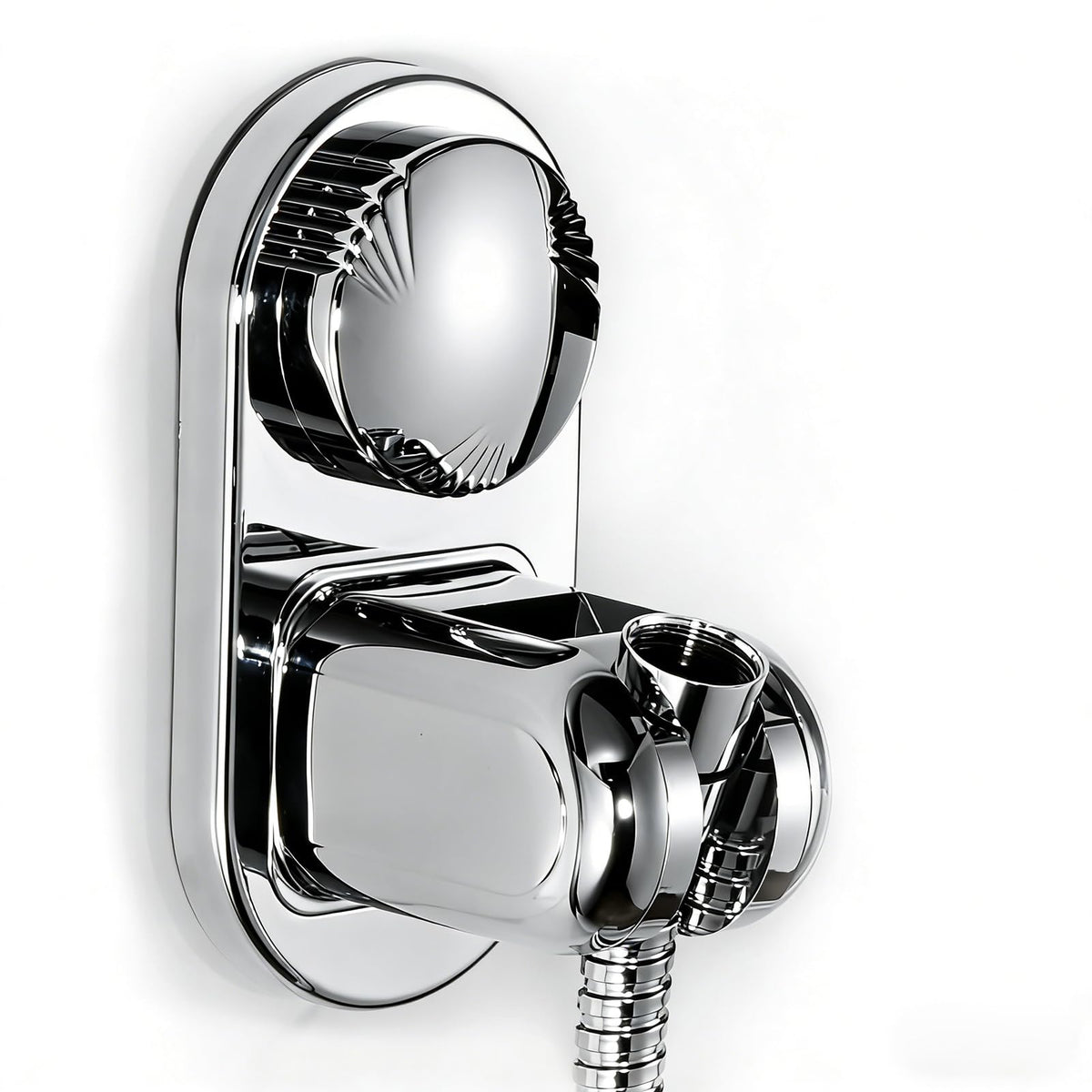 RIVOODS suction cup shower head holder with 5 angles for versatile positioning.