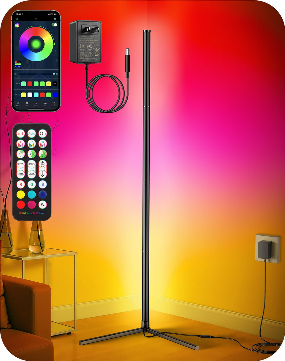 RIYO Corner Floor Lamp ambient lighting with color range for living spaces