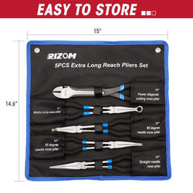 Rizom 11-inch 90-degree nose pliers reach awkward angles with ease.