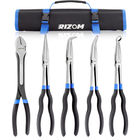 Rizom 11-inch middle-circle nose pliers with non-slip grip for precise access in tight spaces.