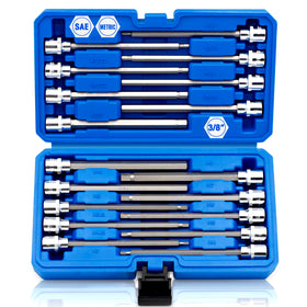Rizom 18-piece 3/8 drive socket set covering SAE and metric sizes for versatile projects