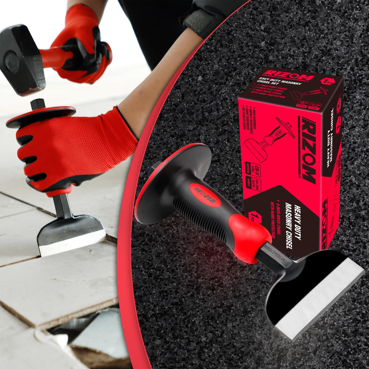 Rizom 8-Inch Rock Chisel with weight 1.49 lb for solid masonry work