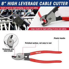 Rizom 8in high-leverage cable cutter with strong grip.