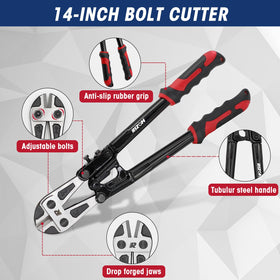 Rizom 8in mini bolt cutter in close-up for small parts.