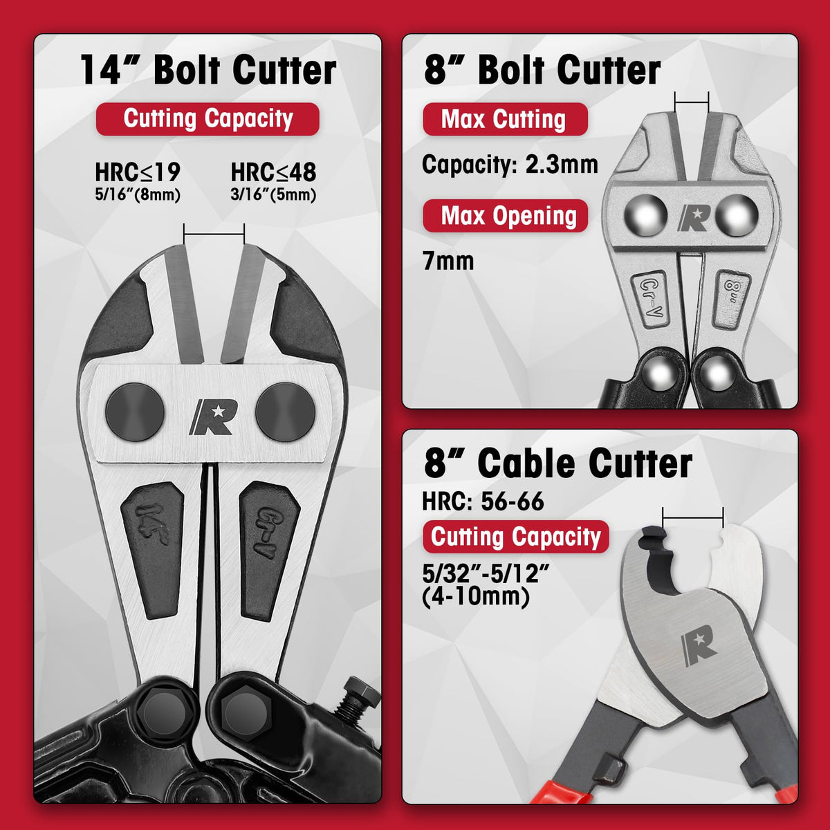 Rizom bolt cutters in action cutting chains and rivets.