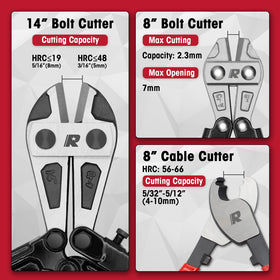 Rizom bolt cutters in action cutting chains and rivets.