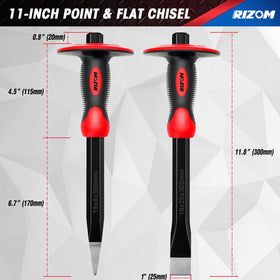 Rizom 11-inch flat chisel displays a flat edge for clean surface work.