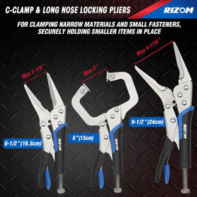 Rizom long-nose nine-and-a-half-inch vice grip extends reach for detailed tasks.
