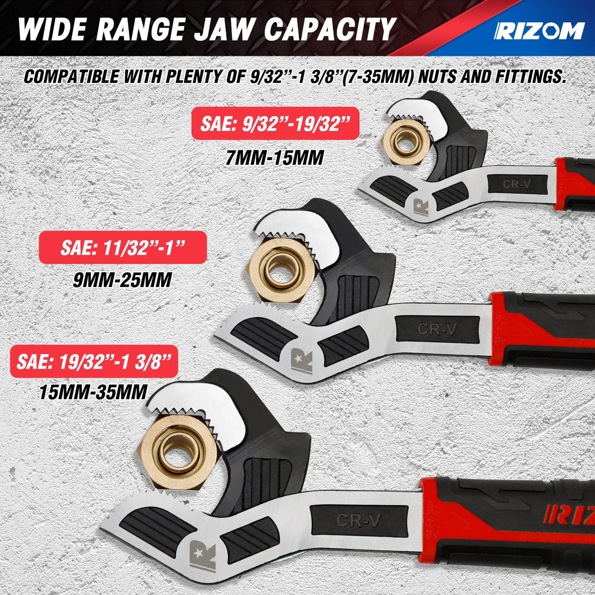 Rizom 10-inch pipe wrench for larger fittings and stable leverage