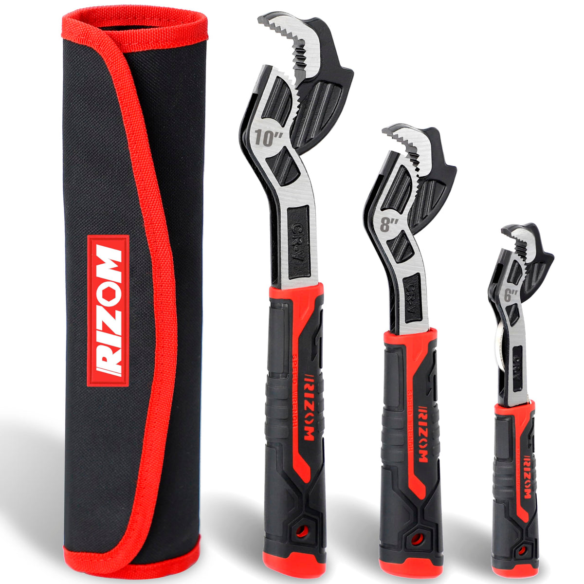 Rizom 6-inch pipe wrench set with adjustable jaw for tight fittings
